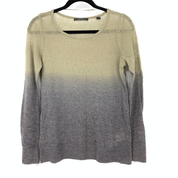 Esprit Pullover Sweater Womens Size Small Ombre Mohair Wool Blend Beige Gray - Picture 1 of 6